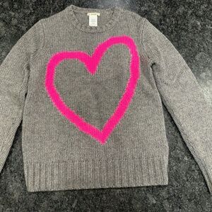 NWOT Girls J Crew Crewcuts Gray with Pink Heart Sweater - size 12